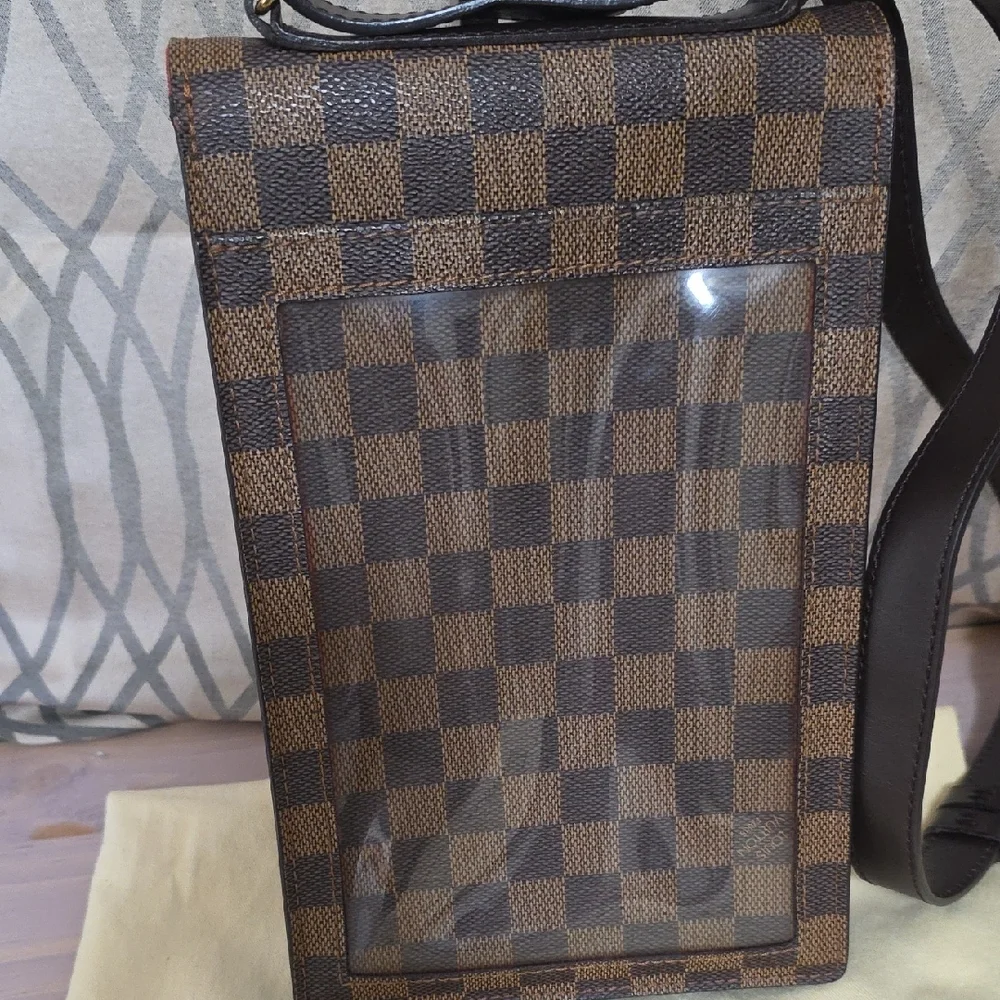 Louis Vuitton Dark Brown Checkered Messenger Bag With Dust Bag And Podhmark COA